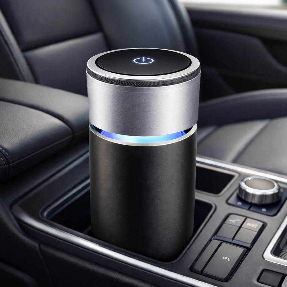 아트리빙스 차량용 미니 휴대용 무선 공기 청정기, 블랙, 차량용 공기 청정기